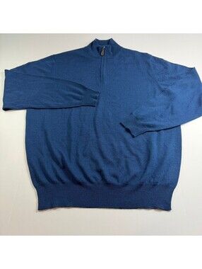 Blue Men's Alan Paine Quarter Zip  Merino Wool Pullover